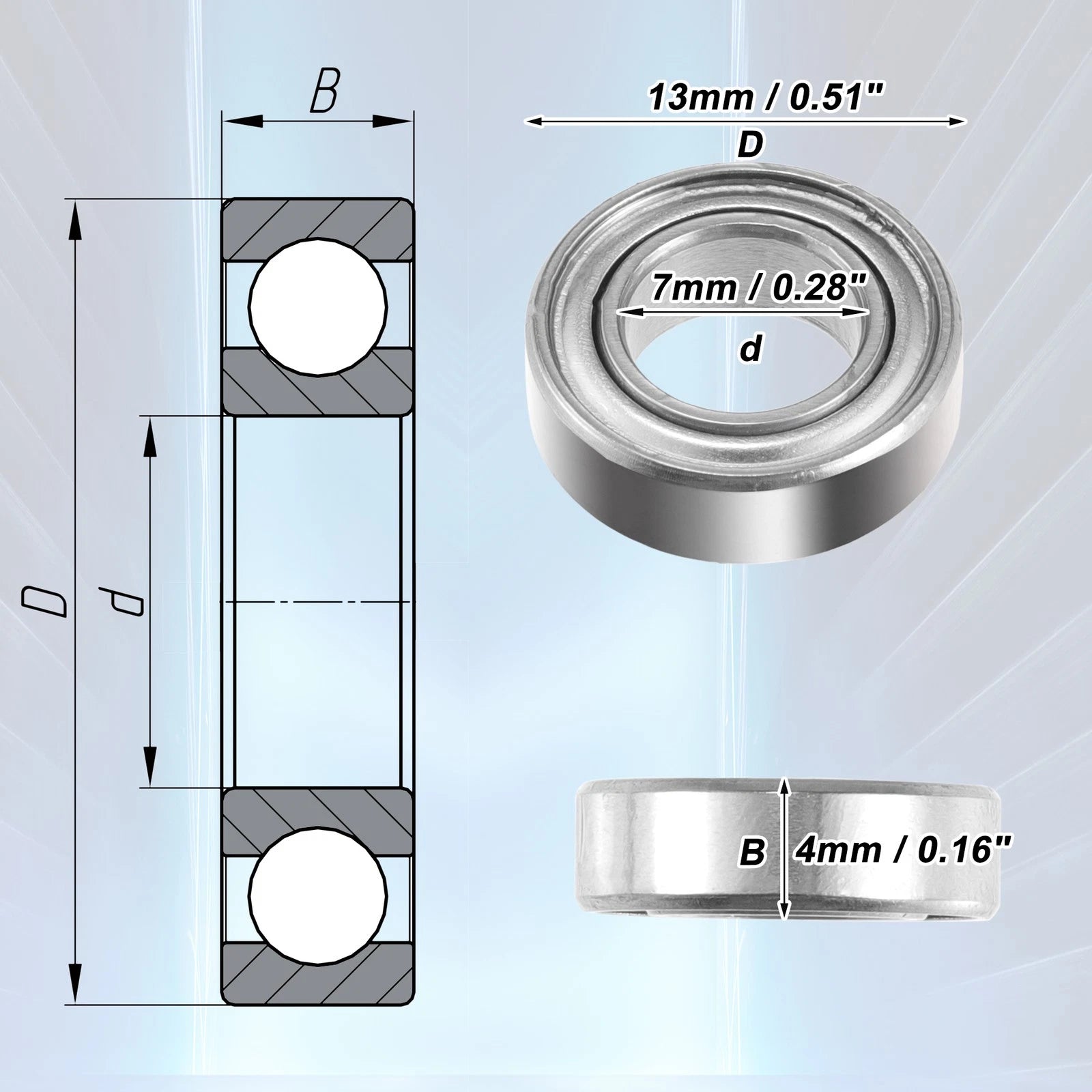 10 Pcs MR137ZZ Deep Groove Ball Bearings for Cars (7x13x4mm)