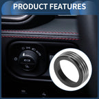 Headlight Fog Light Switch Knob Cover Ring for Dodge RAM (2018–2022) Black 1 Pc