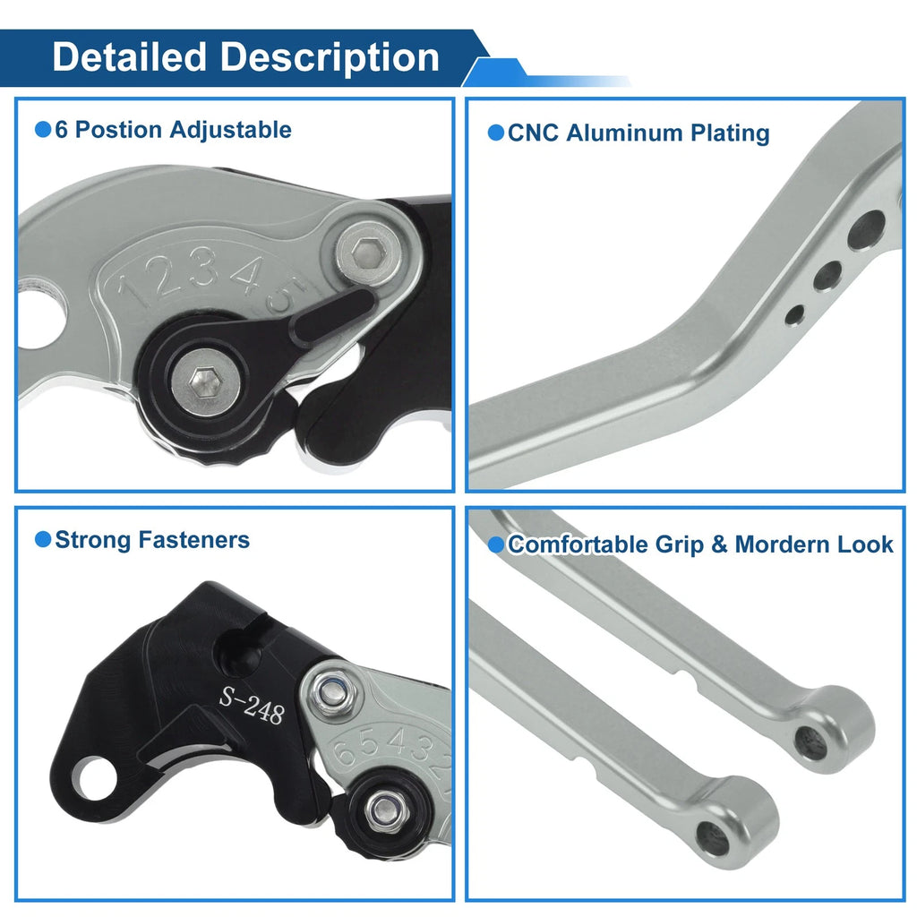 Short Brake Clutch Levers for Suzuki GSXR600 (1997–2003) Titanium Tone 1Pair