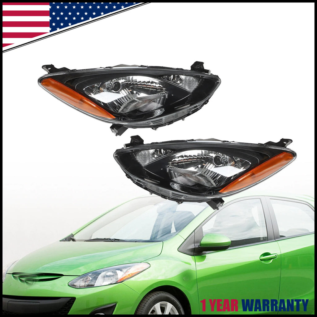 Halogen Headlight Set for Mazda 2 (2011–2014) - Driver & Passenger Side