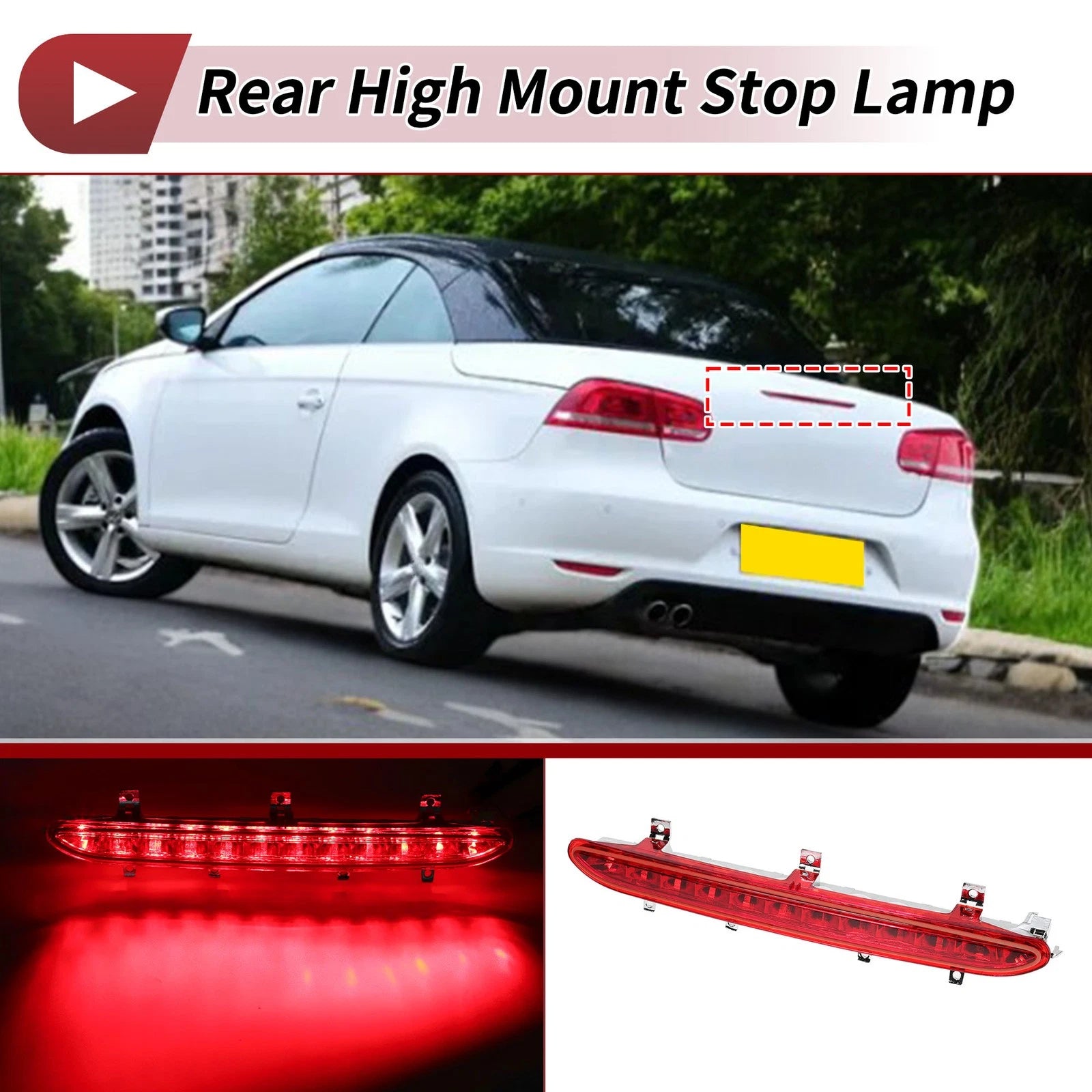 Red LED Third Brake Light for Volkswagen EOS (2006–2016) No. 1Q0945097B