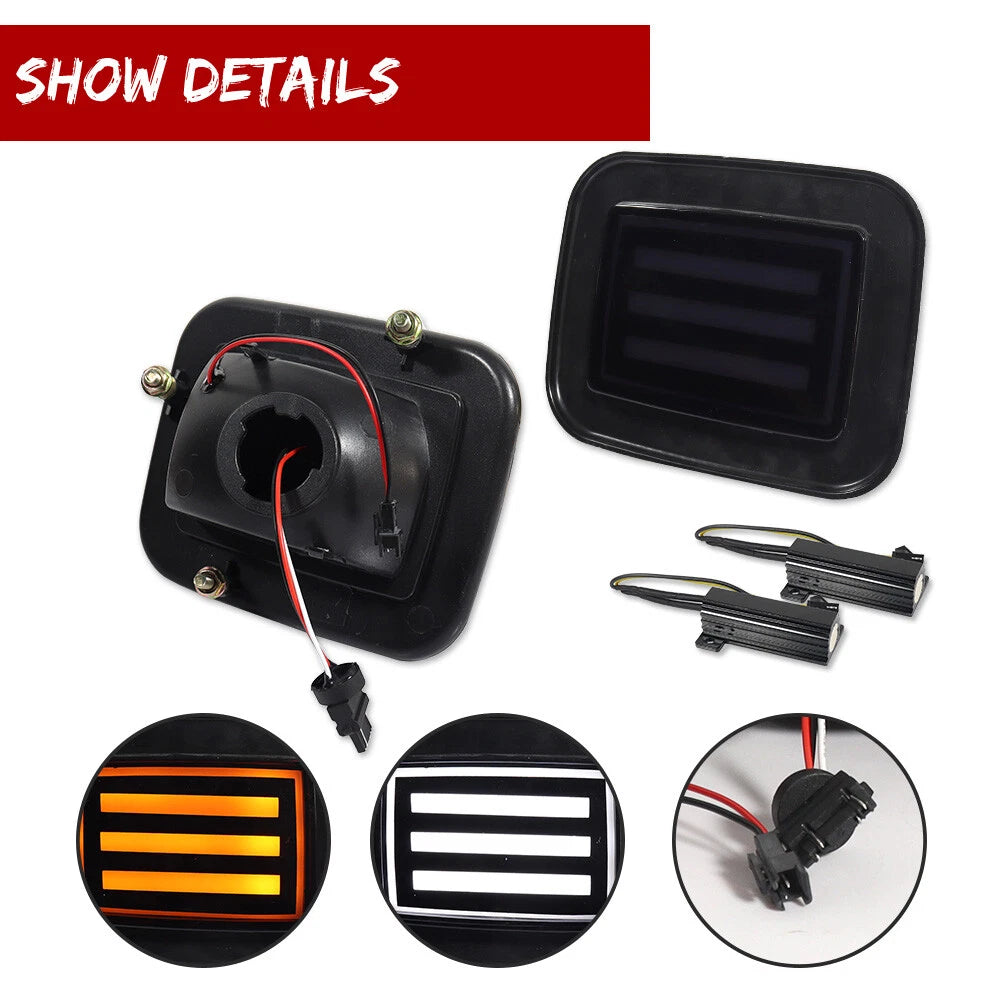 Smoke Switchback LED Front Bumper DRL Turn Signal Lights for Hummer H2 (2003–2009)