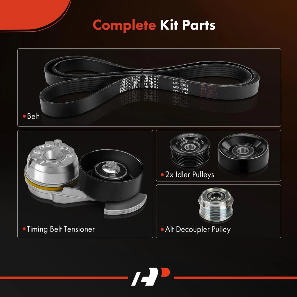 5X Serpentine Belt Drive Component Kit for Ford Crown Victoria (1992–2011)