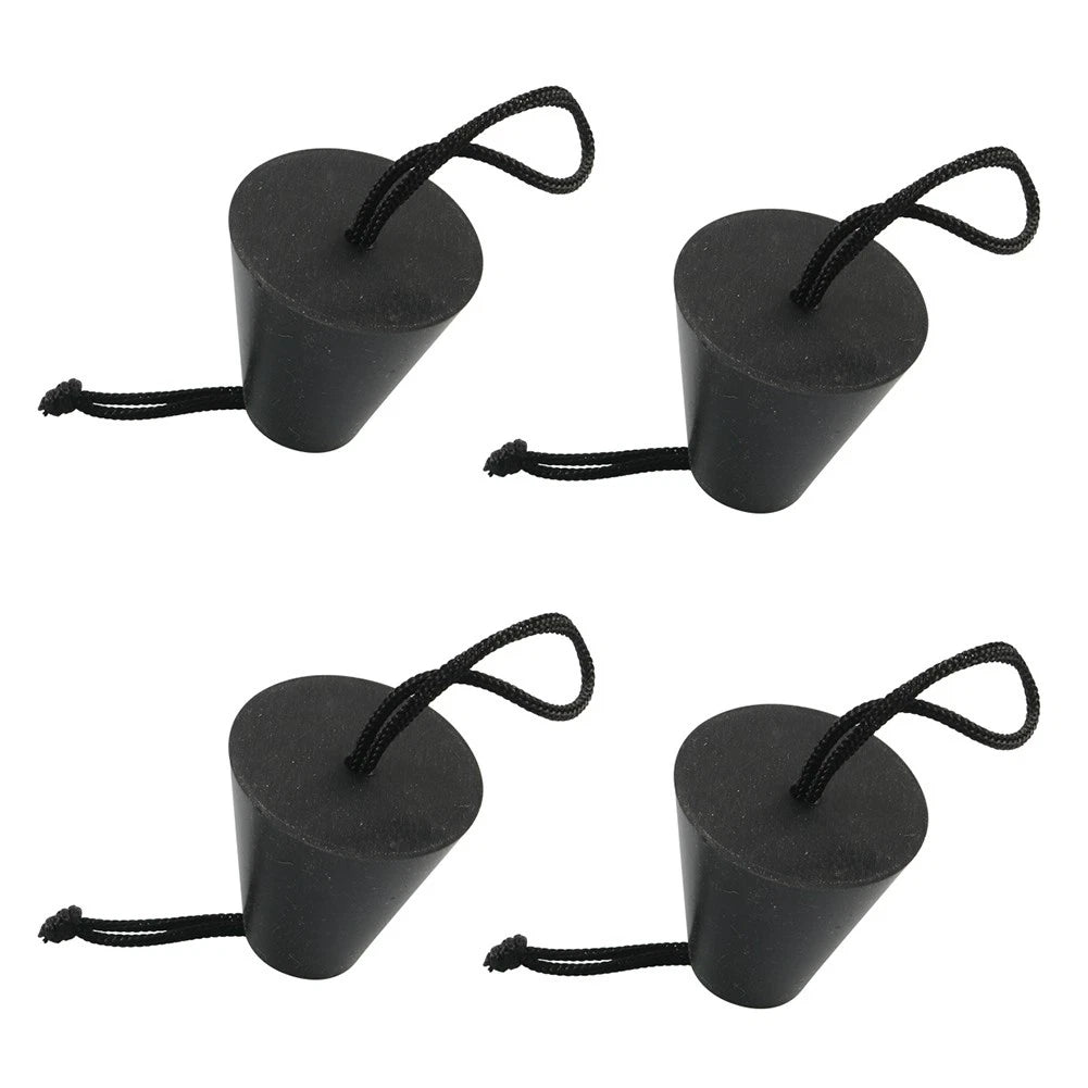 Set of 4 Scupper Plugs for Kayaks (3/4" to 1.5" Holes) Black