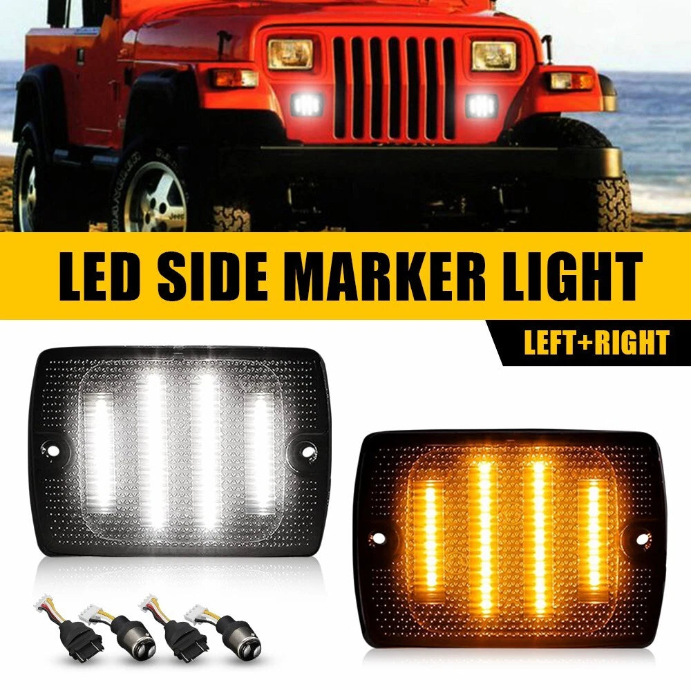 Smoked Lens LED Side Marker Signal Turn Light for Jeep Wrangler YJ (1987–1995)