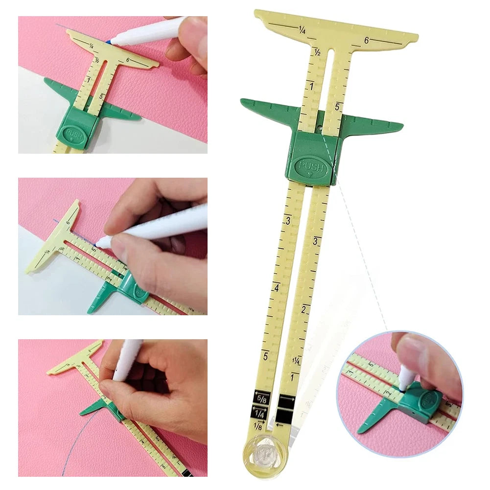 3-Piece Sewing Tool Set with Sliding Gauge for Accurate Measurements