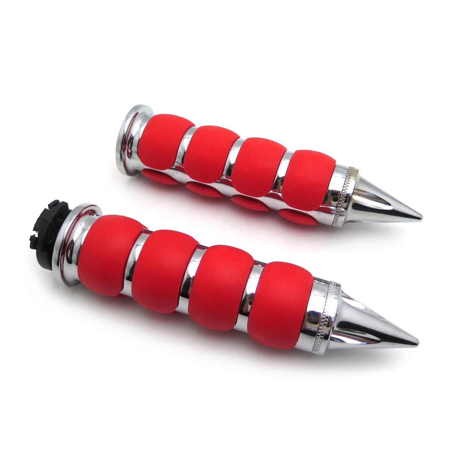Chrome Red 7/8" Hand Grips for Harley V-Rod (2002–2017) / Suzuki Volusia (2001–2004)