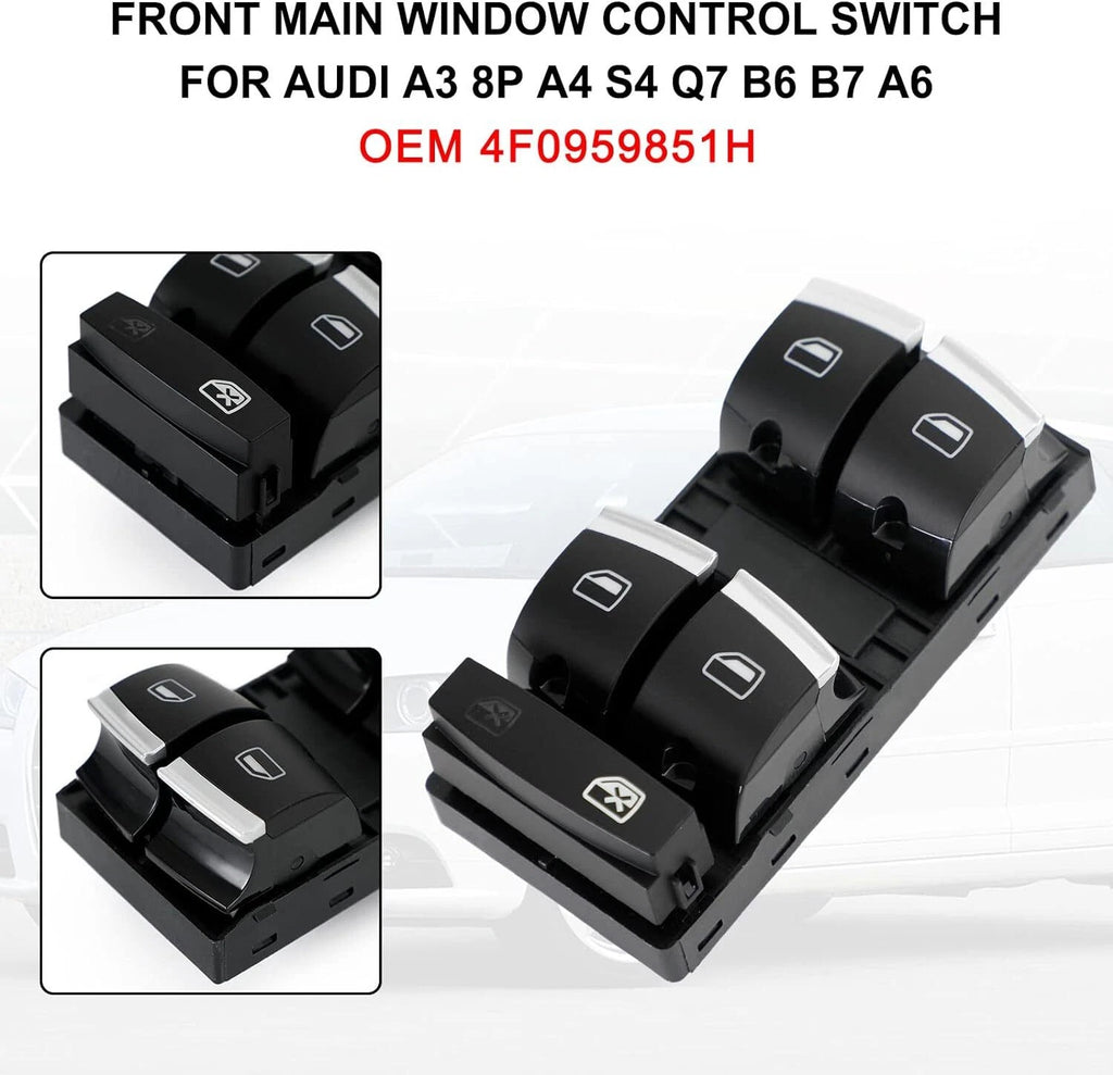 Driver Power Window Switch for Audi A3 Q7 A4 S4 A6 RS3 S3 (2003–2013) 4F0959851H