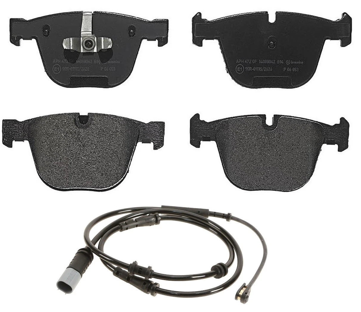 Set of 4 Brembo Rear Low-Metallic Brake Pads with Sensor for BMW 7 Series (F01 F02 F04)