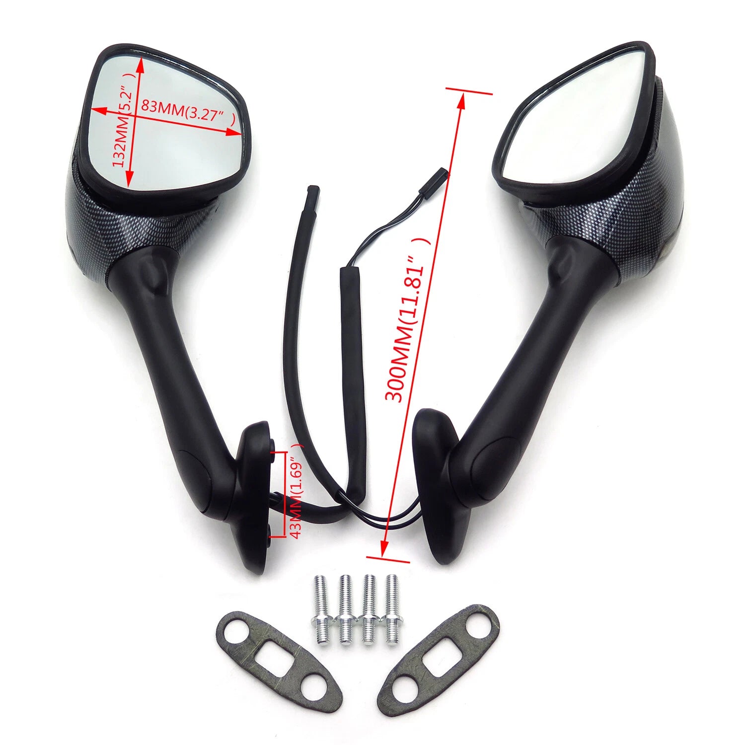 Integrated Turn Signal Mirrors for Suzuki GSXR 1000 (2005–2012) Carbon Smoke