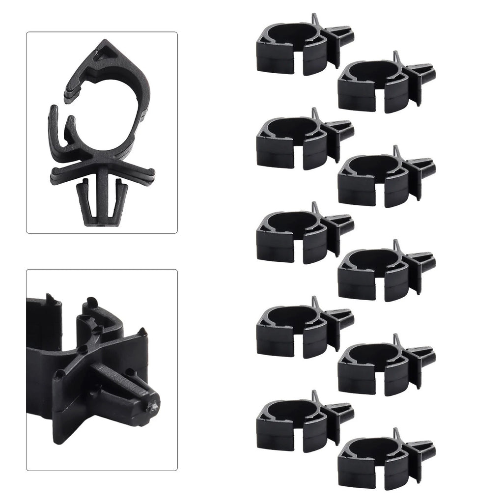 Set of 10 Wiring Fasteners for Car Harness - Plastic Black