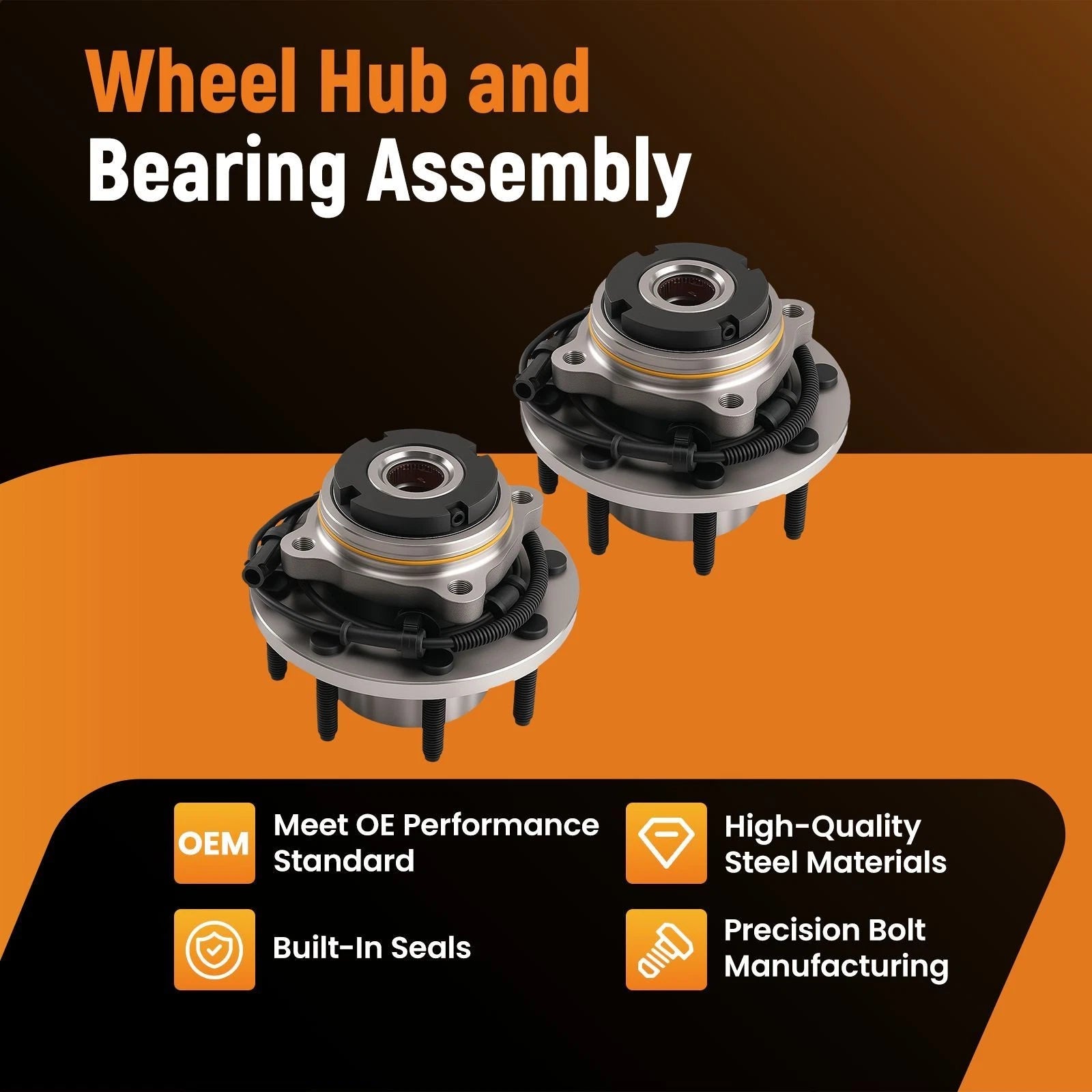 Front Wheel Bearing Hub for Ford F-250 F-350 Super Duty SRW 1999–2004