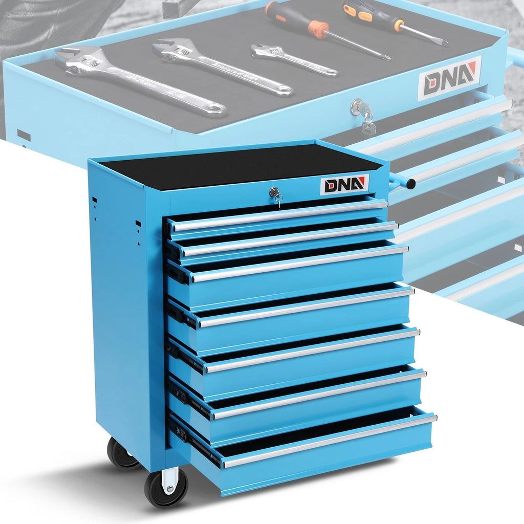 7 Drawer Roller Tool Cabinet for Garage Auto Mechanic (Lockable, Blue)