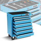 7 Drawer Roller Tool Cabinet for Garage Auto Mechanic (Lockable, Blue)
