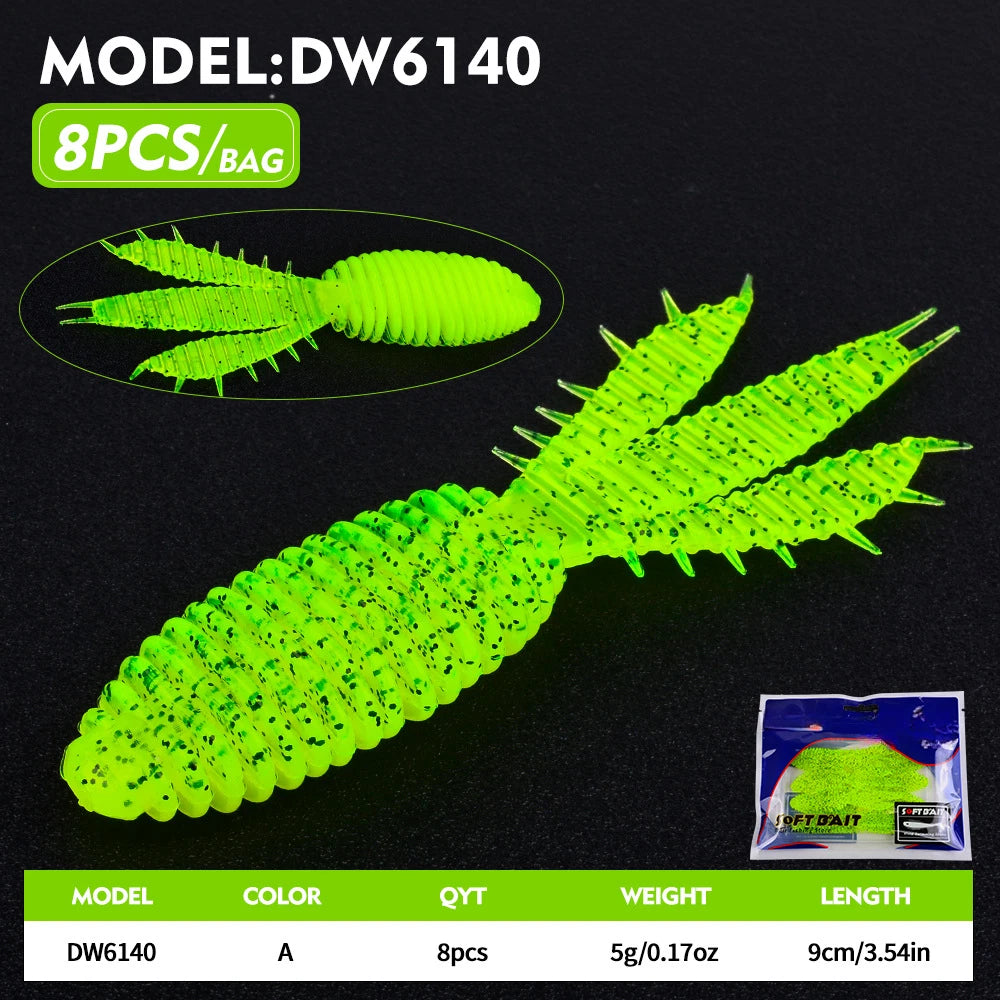 8pcs Soft Lure Pack for Bass Fishing (Freshwater)