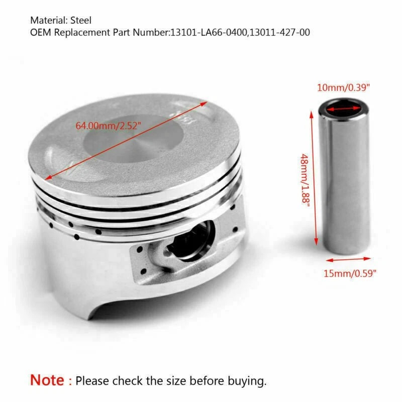 Piston Kit 64.00mm for Honda CG200 (Water Cooled) (13101-LA66-0400)