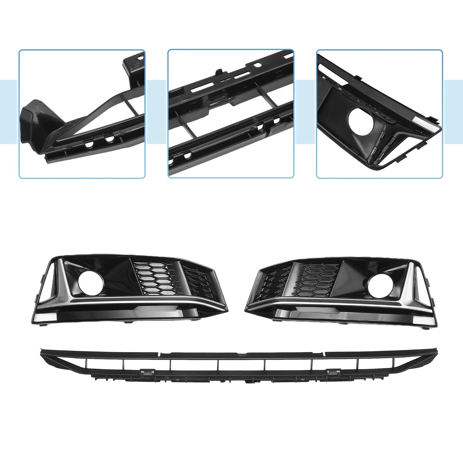 Front Lower Bumper Grille for Audi A4 B9 (2016–2018) Black, No Hole