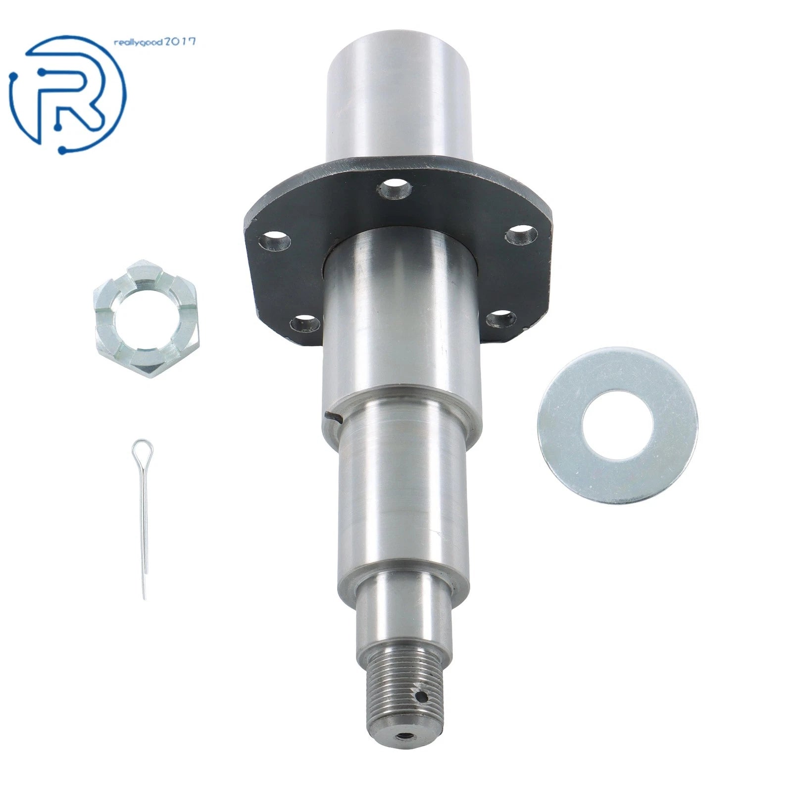 7000lbs Round Spindle Kit w/Brake Flanged E-Z Lube #42 for Trailer Axle (11' × 2.25')