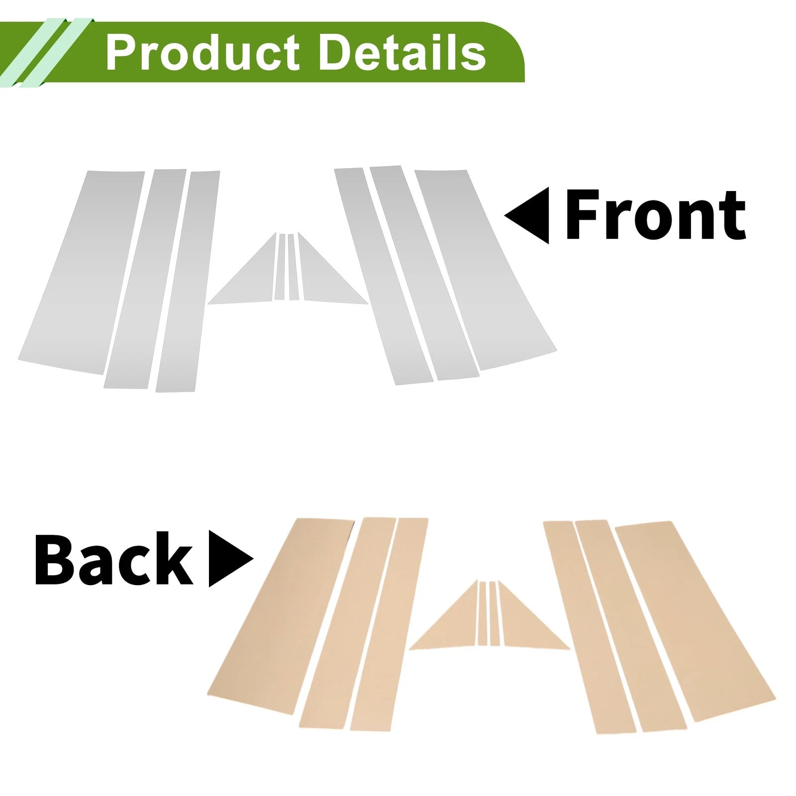 10 Pcs Door Pillar Window Trim for Dodge Grand Caravan (2008–2016) Silver Tone