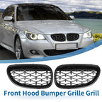 Pair Front Hood Bumper Grille for BMW 5 Series E60 (2004-2009) Black