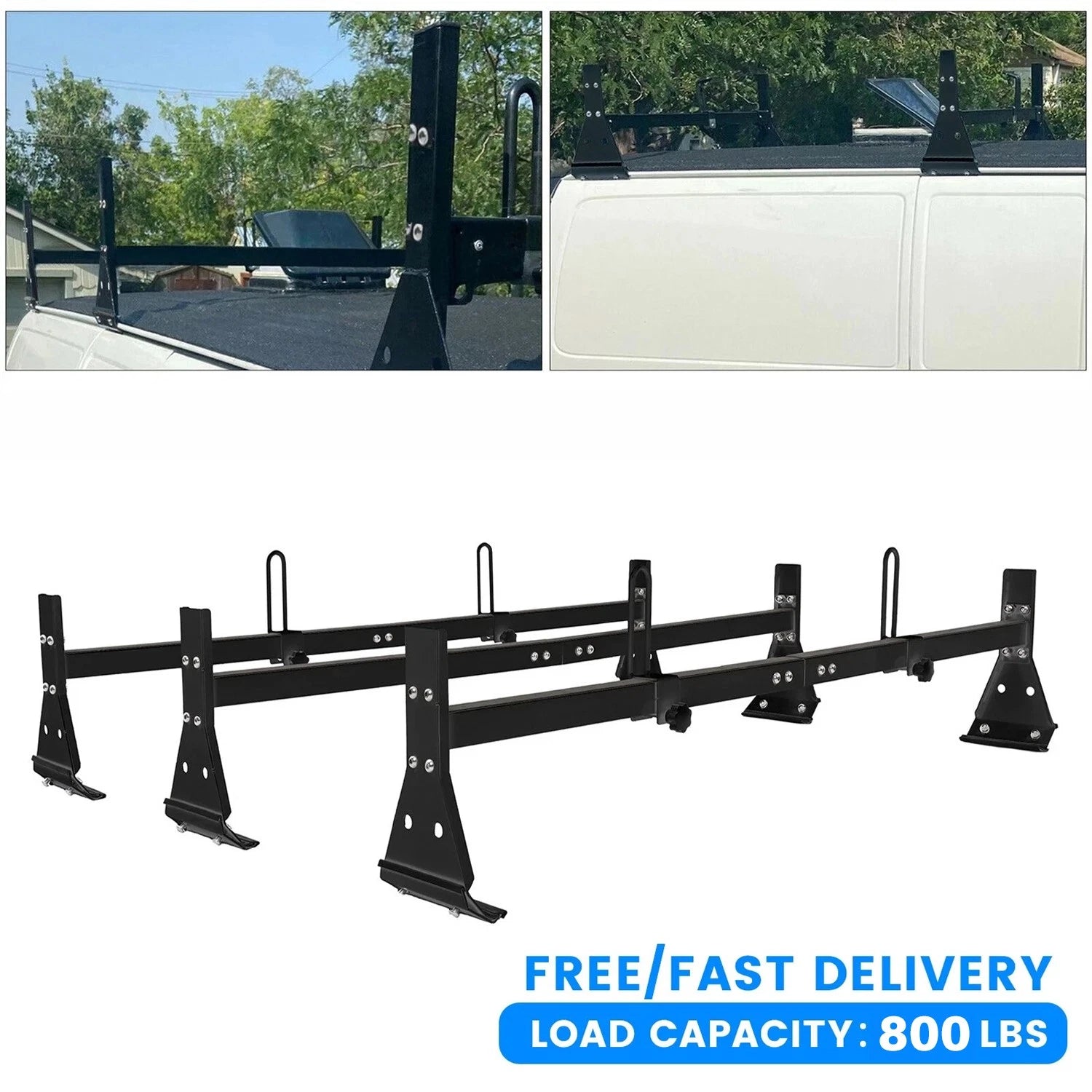 3 Bar Ladder Roof Rack Cross Bars for Chevy Express Van (1996–2023)