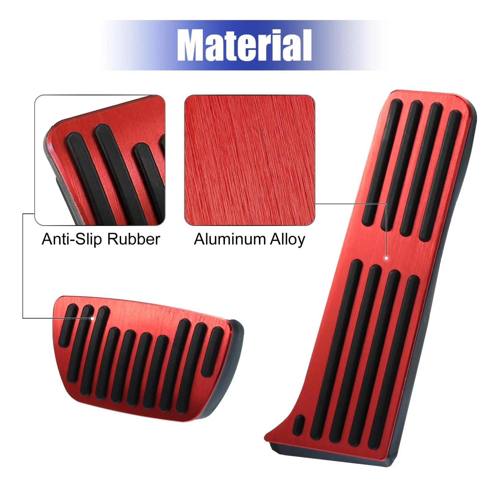 3pcs Non-Slip Red Brake Gas Accelerator Pedals for Toyota Camry (2018–2022)