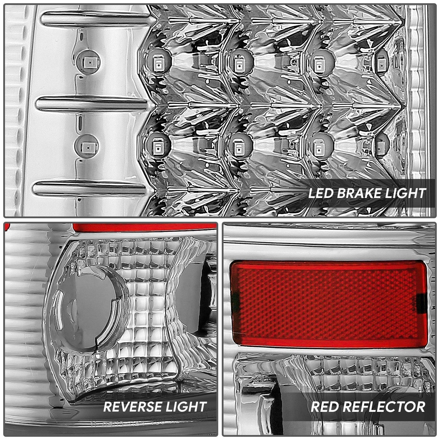Set of 2 LED Tail Brake Light Lamps for Ford F250 F150 (1999–2007) Chrome