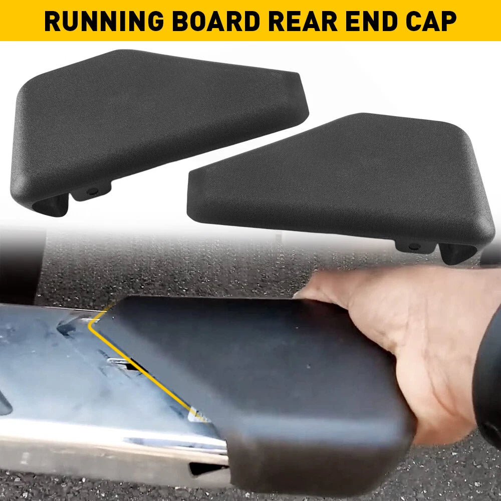 Set of 2 Running Board End Caps for Ford F-150 (2015–2022) Black