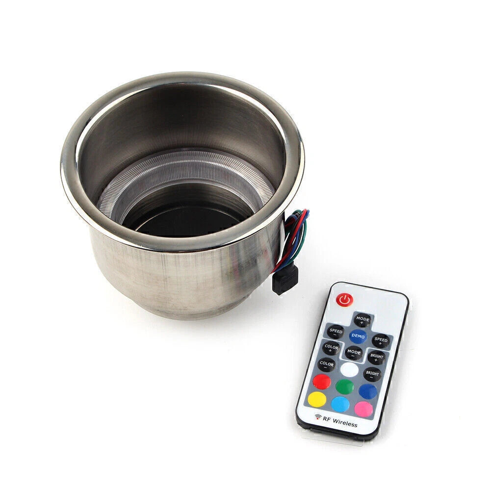 Stainless Steel LED RGB Drink Cup Holder for Marine RV Truck (No Years)