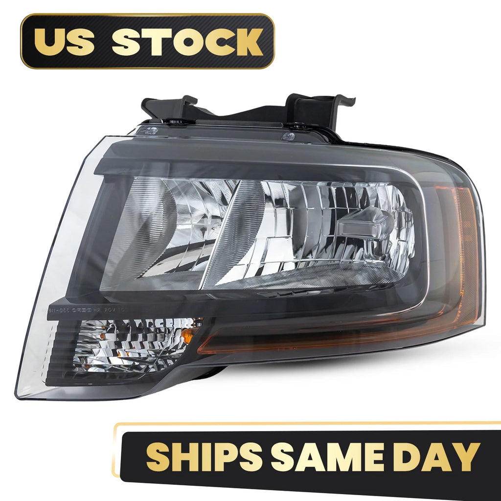 Halogen Headlight for Ford Expedition (2015–2017) w/ Bulb Reflector Black Left