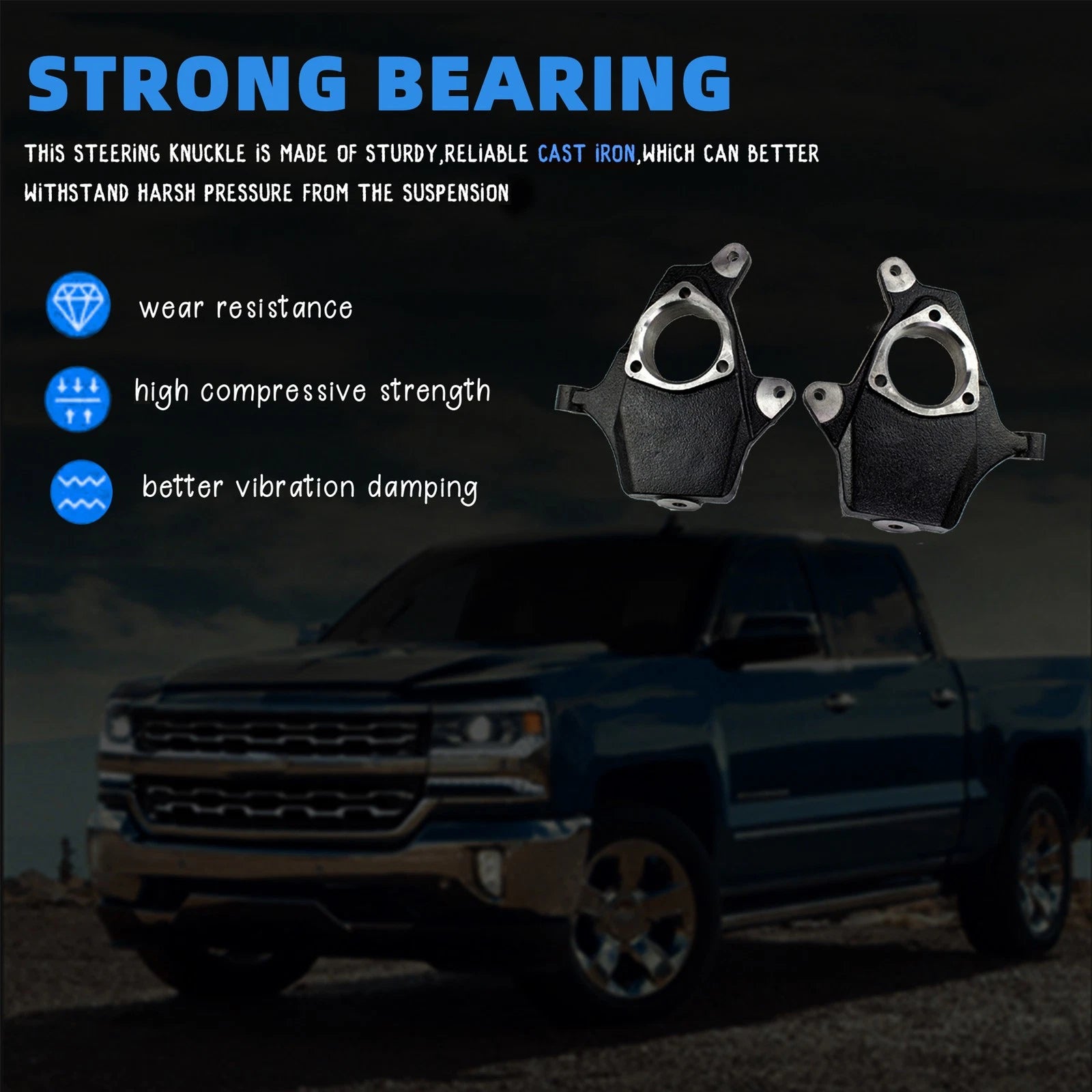 2 Inch Drop Lowering Spindles for Chevy GMC Silverado Sierra 1500 (1999–2006)