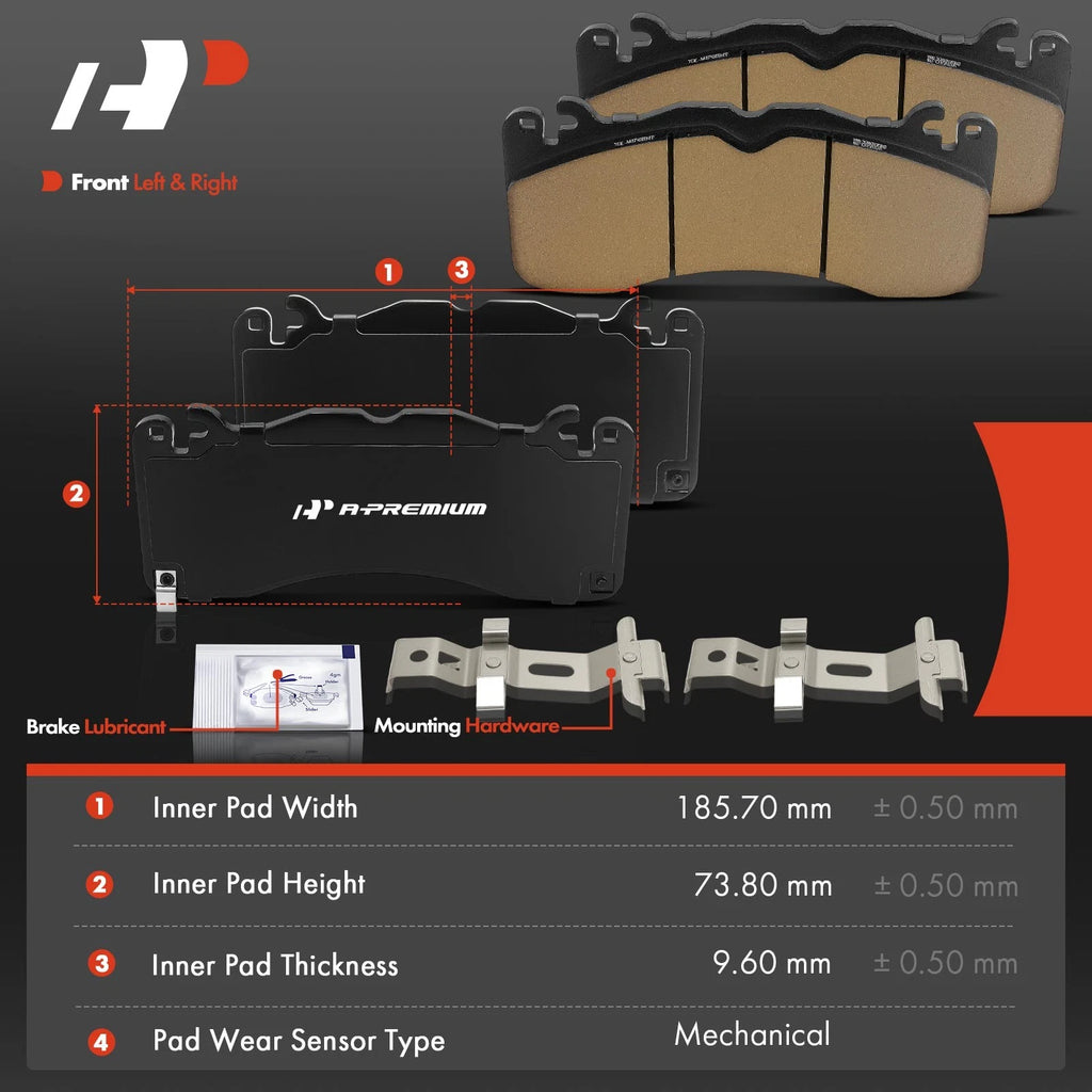 4X Front Ceramic Brake Pads for Ford Mustang (2015–2022) Convertible Coupe