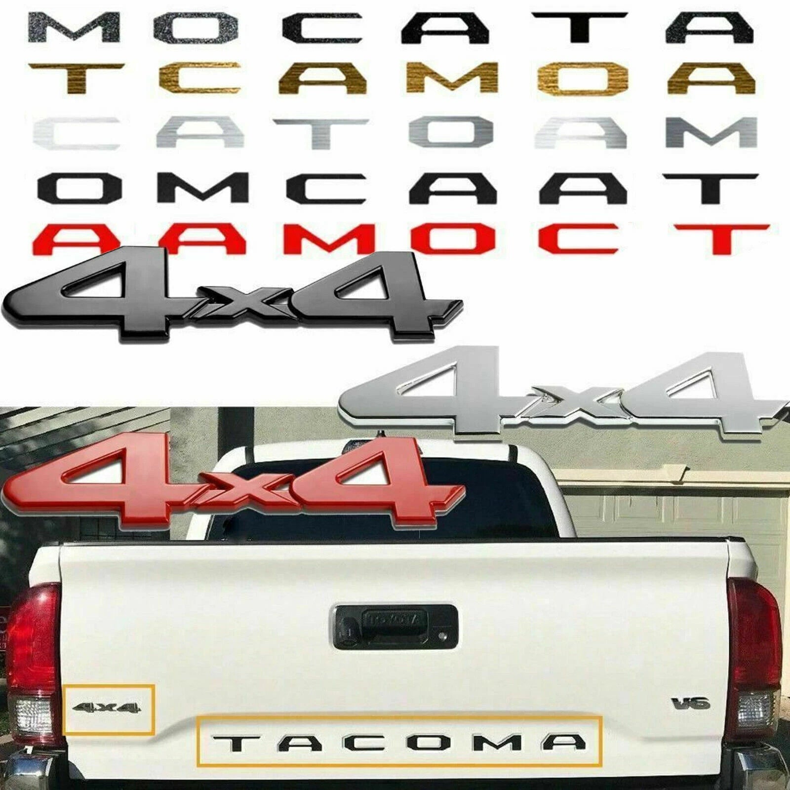 Vinyl Tailgate Insert Decal & 4x4 Badge Emblem for Toyota Tacoma (2016–2019)