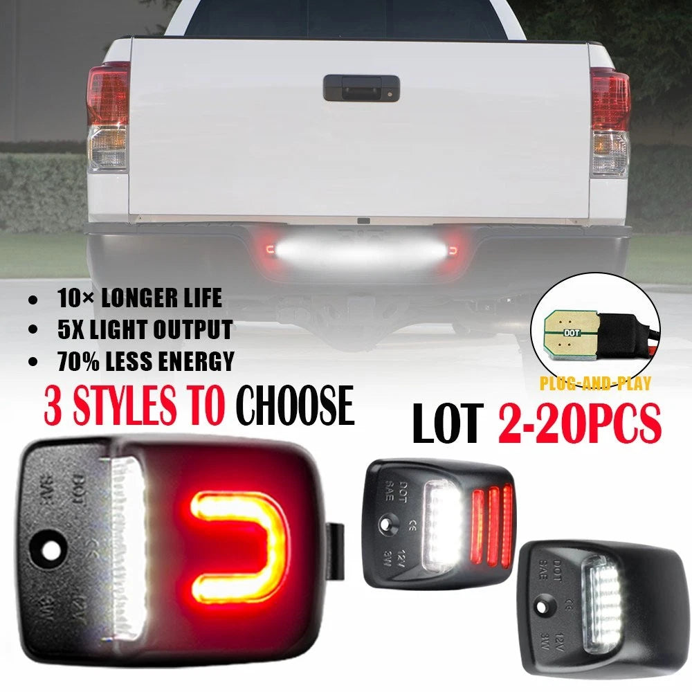 2X LED White Red License Plate Light Lamp for Toyota Tundra (2000–2013) Tacoma (2005–2015)