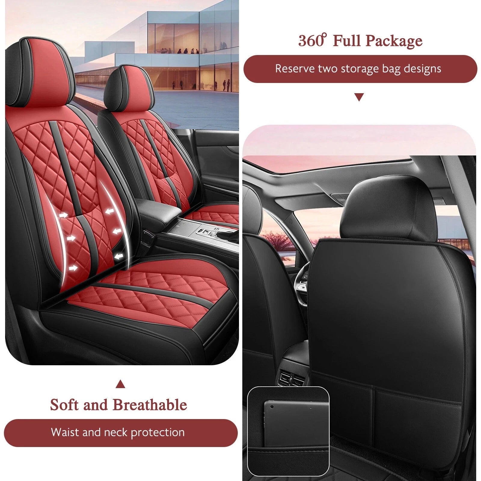 Set of 2 Faux Leather Seat Covers for Toyota (5-Seater)