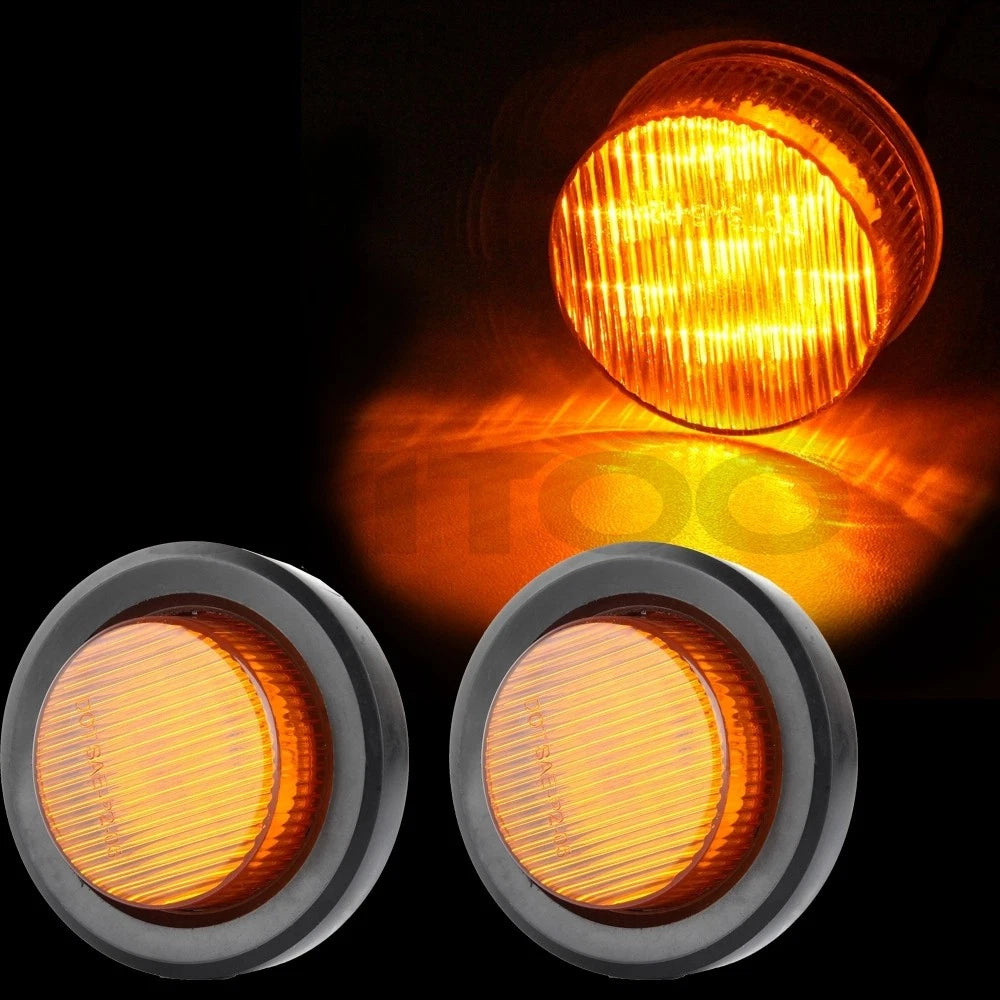 2X Amber 2" 9LED Round Side Marker Clearance Lights for Freightliner Peterbilt