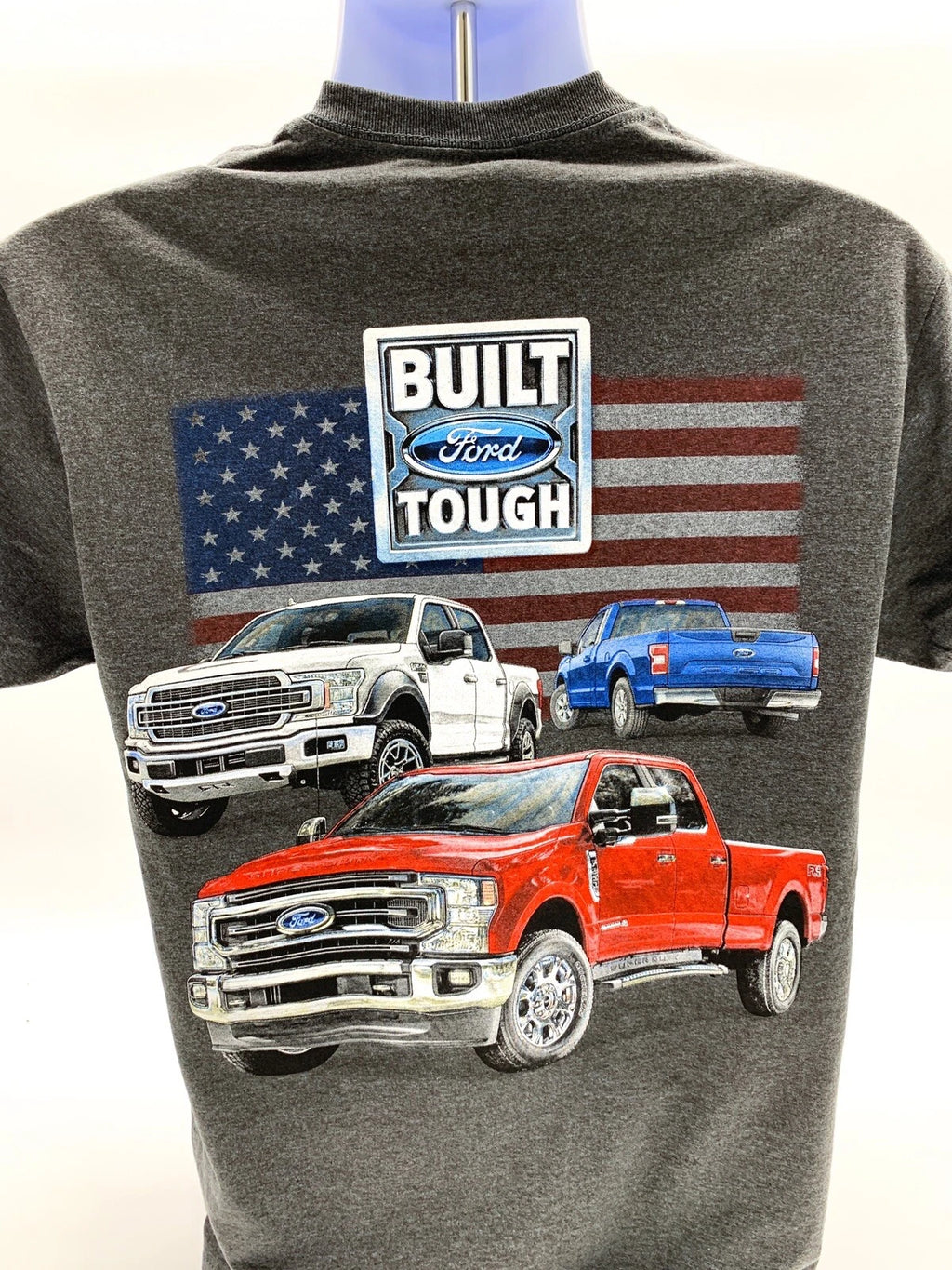 Licensed Ford Trucks T-Shirt with American Flag for Ford Enthusiasts (All Years)