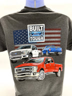 Licensed Ford Trucks T-Shirt with American Flag for Ford Enthusiasts (All Years)