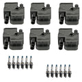 Set of 6 Ignition Coils & 12 U-Groove Spark Plugs for Mercedes W210 W163