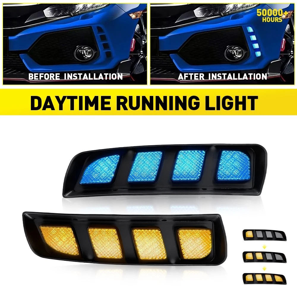 2X LED Daytime Running Light Fog Lamp DRL for Honda Civic Type R (2017–2021)