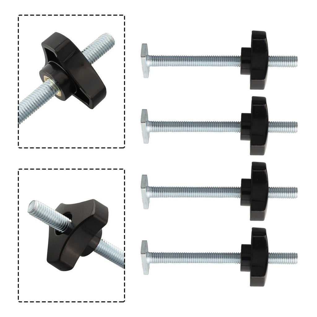 Set of 4 M8 T Track Bolts and Knobs for Woodworking Jigs