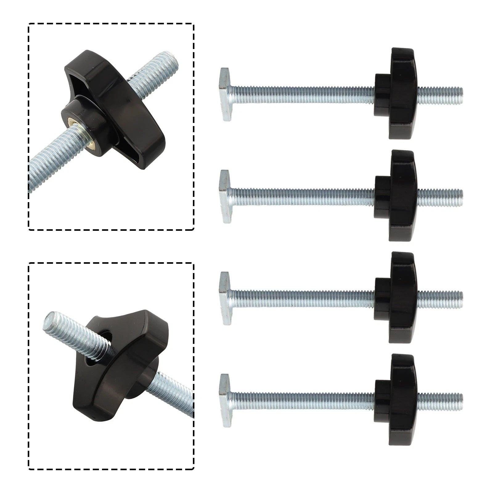 Set of 4 M8 T Track Bolts and Knobs for Woodworking Jigs
