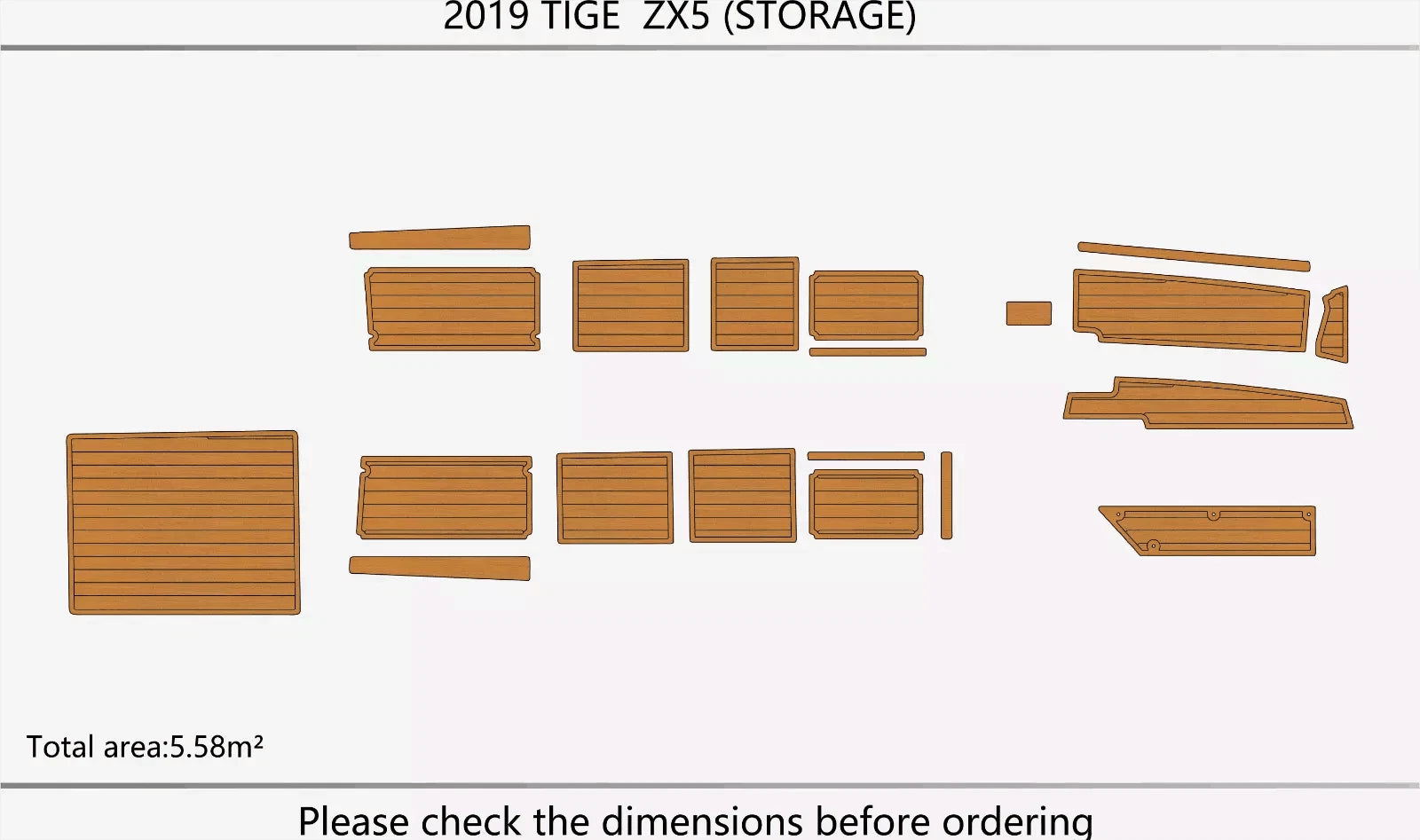 EVA Faux Teak Flooring Mats for Tige ZX5 (2019)