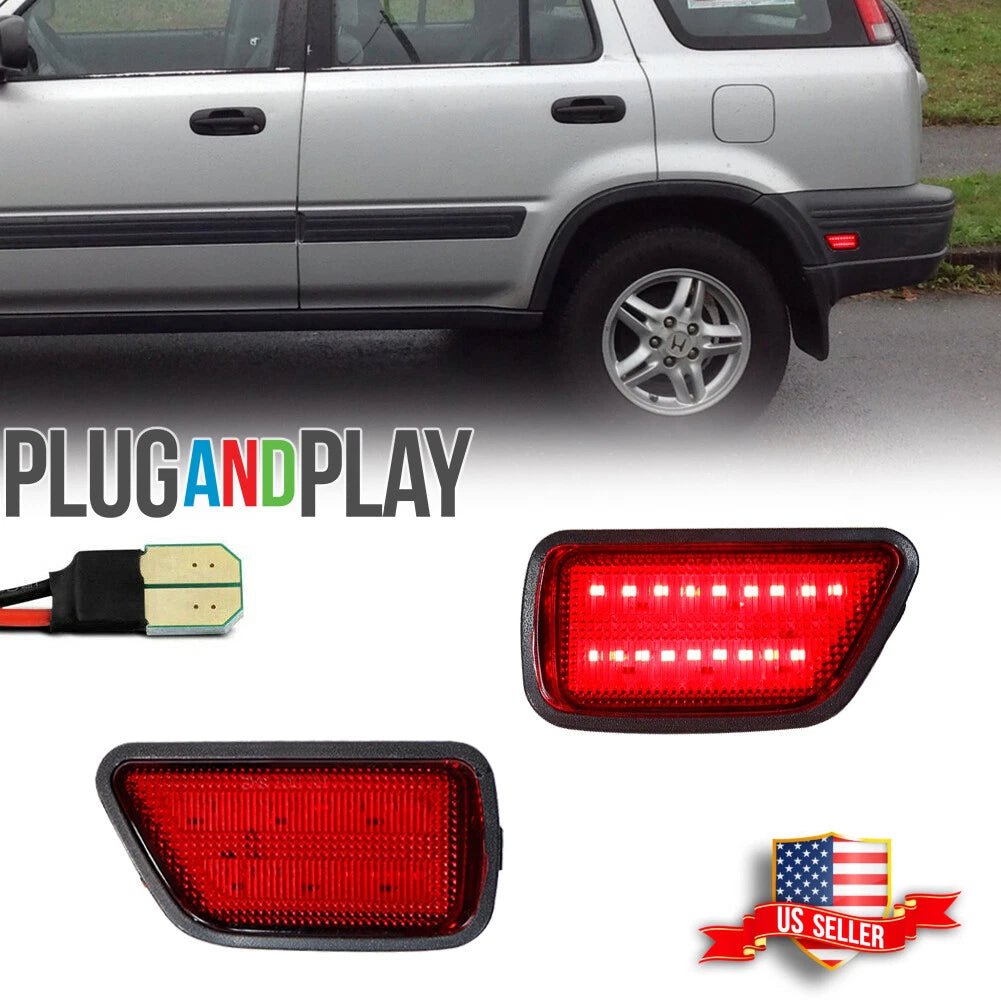 2X Red Lens LED Side Marker Lights for Honda CR-V (1997–2001)