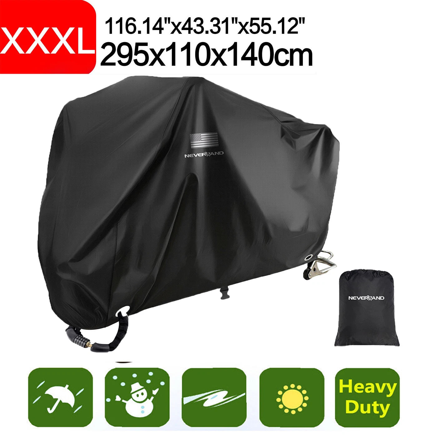 3XL Waterproof Heavy Duty Motorcycle Cover for Neverland