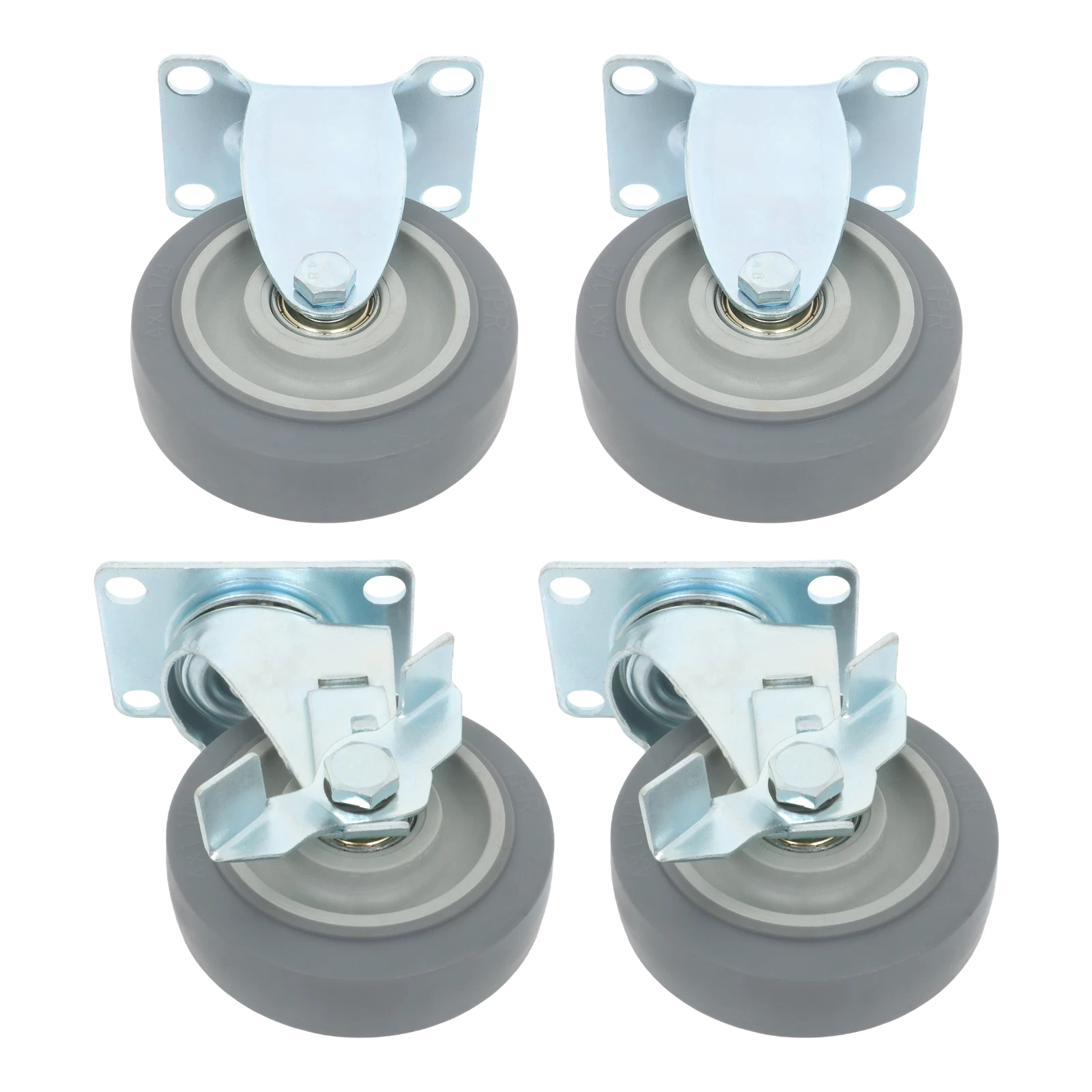 Set of 4 Grey Casters with Belt Brakes