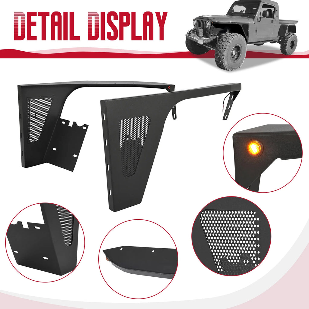 Steel Fender Flares Armor Guard w/Light for Jeep Wrangler TJ (1997–2006)