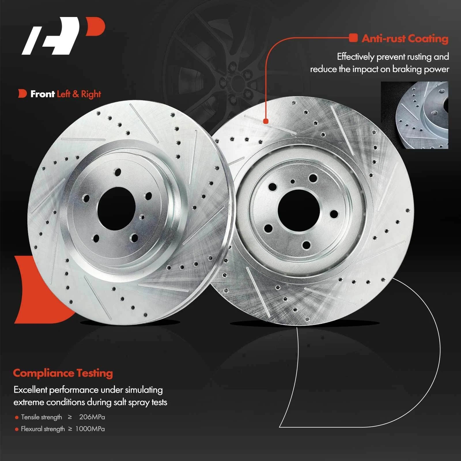 Set of 4 Drilled Brake Rotors for Infiniti G37 Q60 Nissan 350Z (2007–2015)