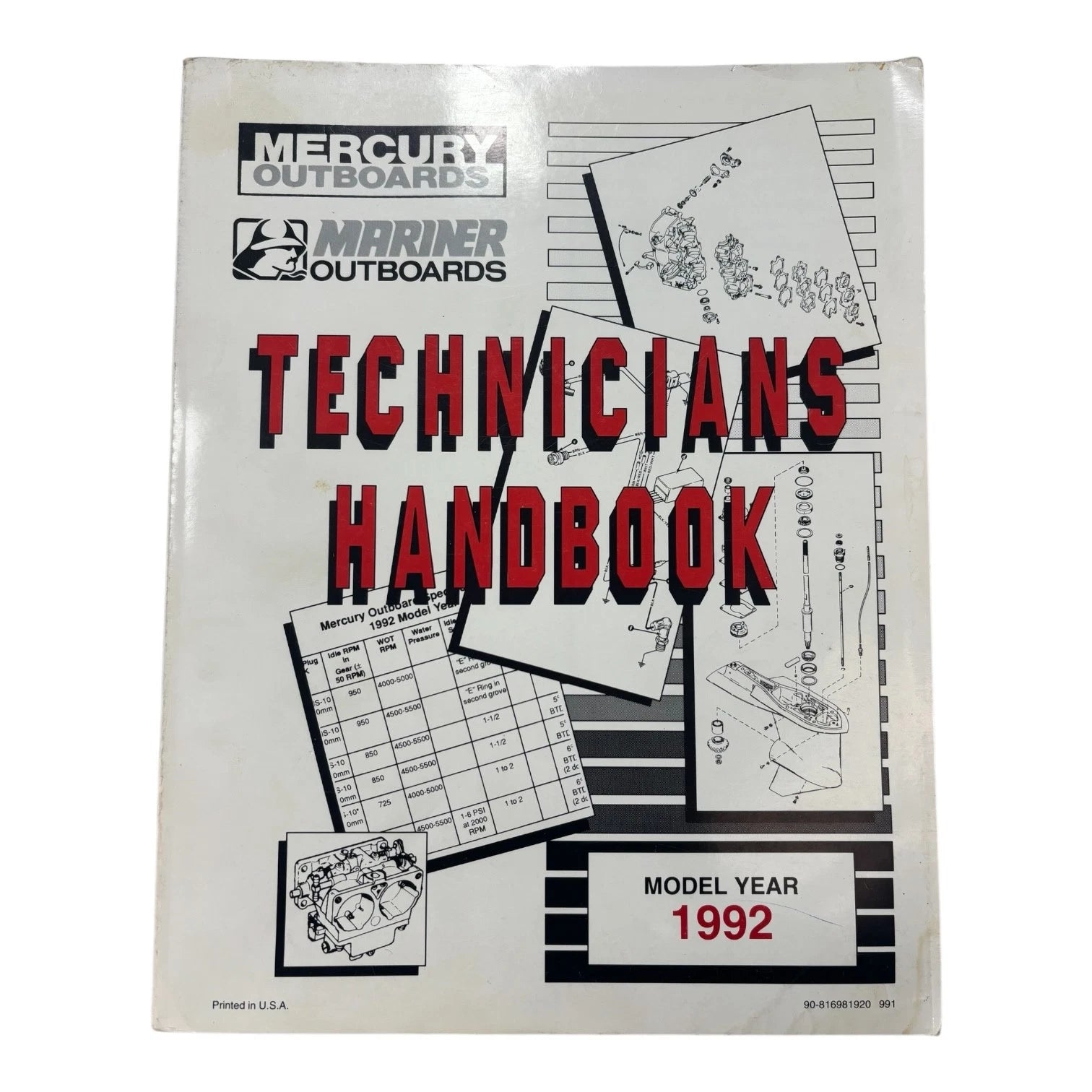 Technicians Handbook for Mercury Mariner Outboards (1992) 90-816981920