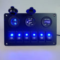 6-Gang Waterproof Rocker Switch Panel with Blue LED for Marine Boat